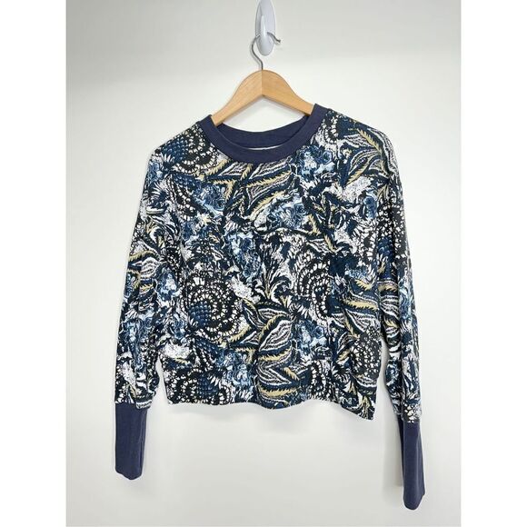 Joie Blue Paisley‎ Shirt Size Medium Long Sleeve Crew Neck Floral Print - Picture 5 of 7